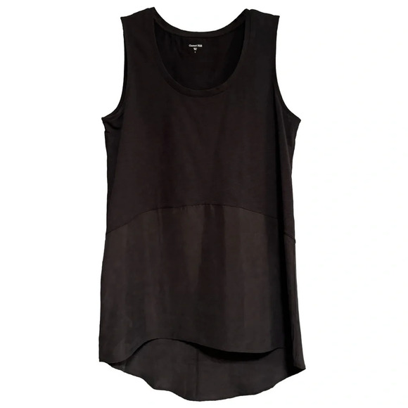 GARNET HILL Black Cotton and Silk High Low Tank Top Size Small - Picture 1 of 5